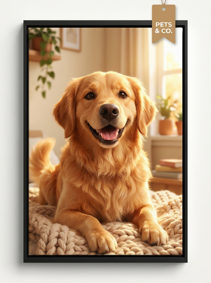 Cartoon style custom golden retriever portrait