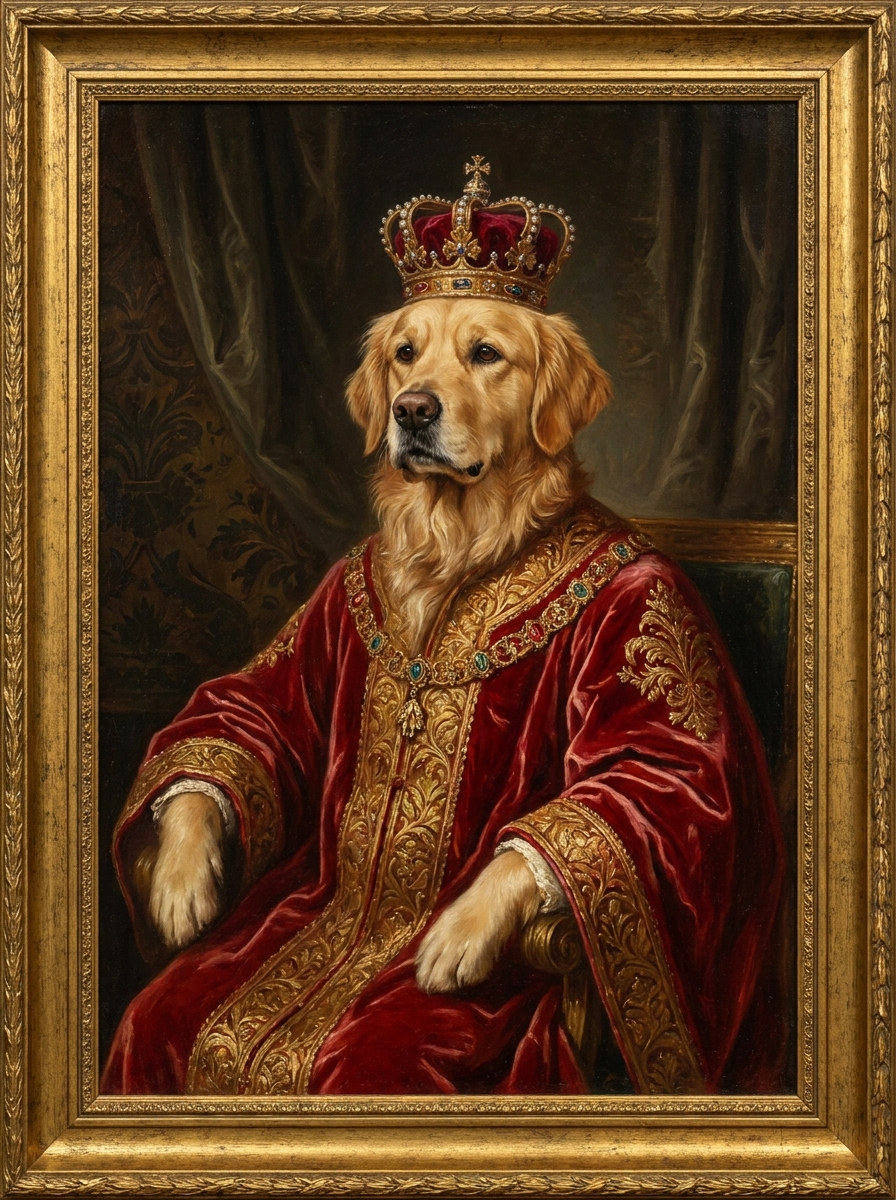 Royal renaissance style custom dog portrait