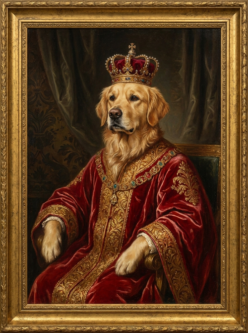 Royal renaissance style custom dog portrait